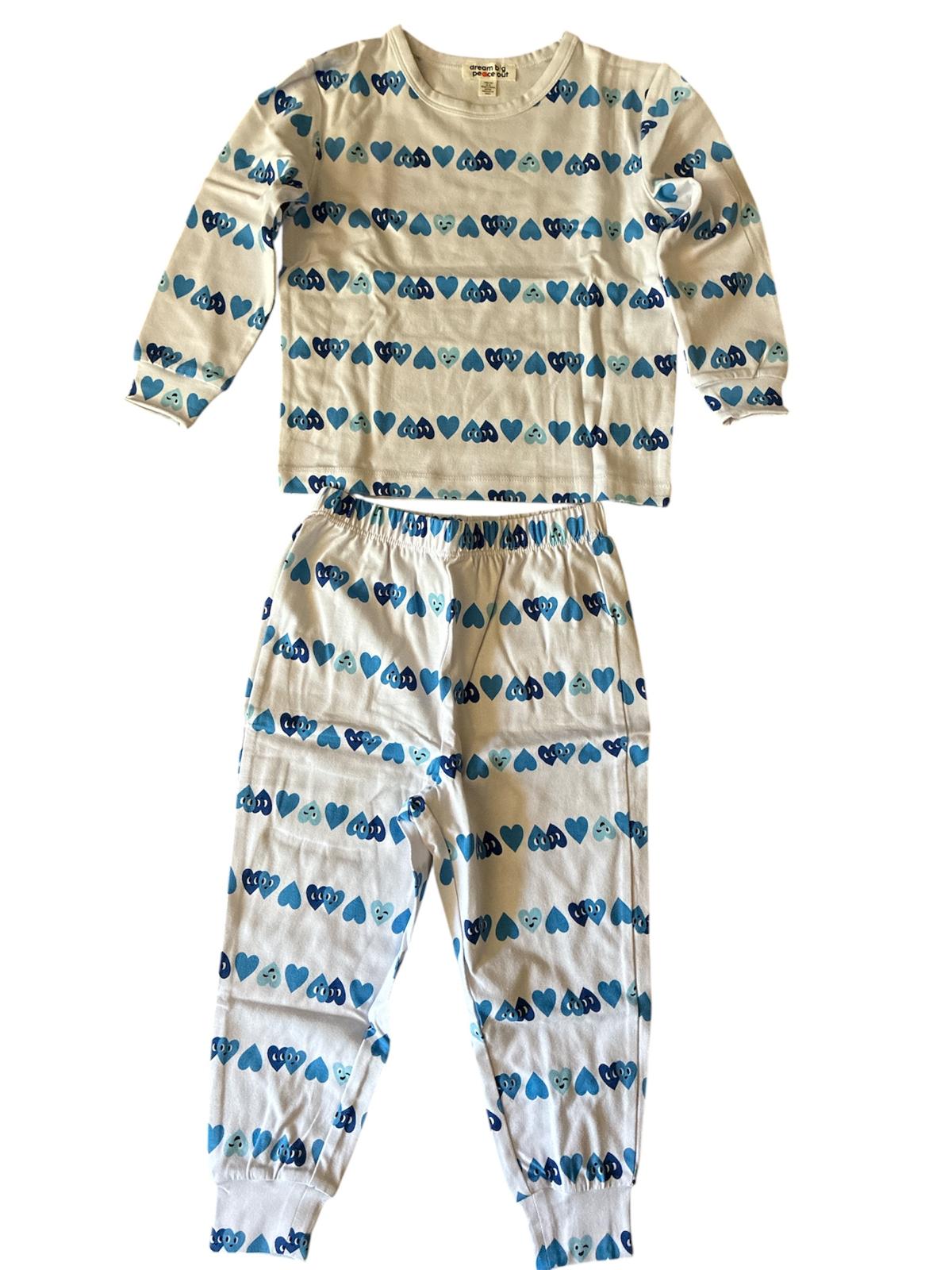 Pyjama 2 pièces Dream Big Peace Out imprimé cœurs bleus taille S/P 6