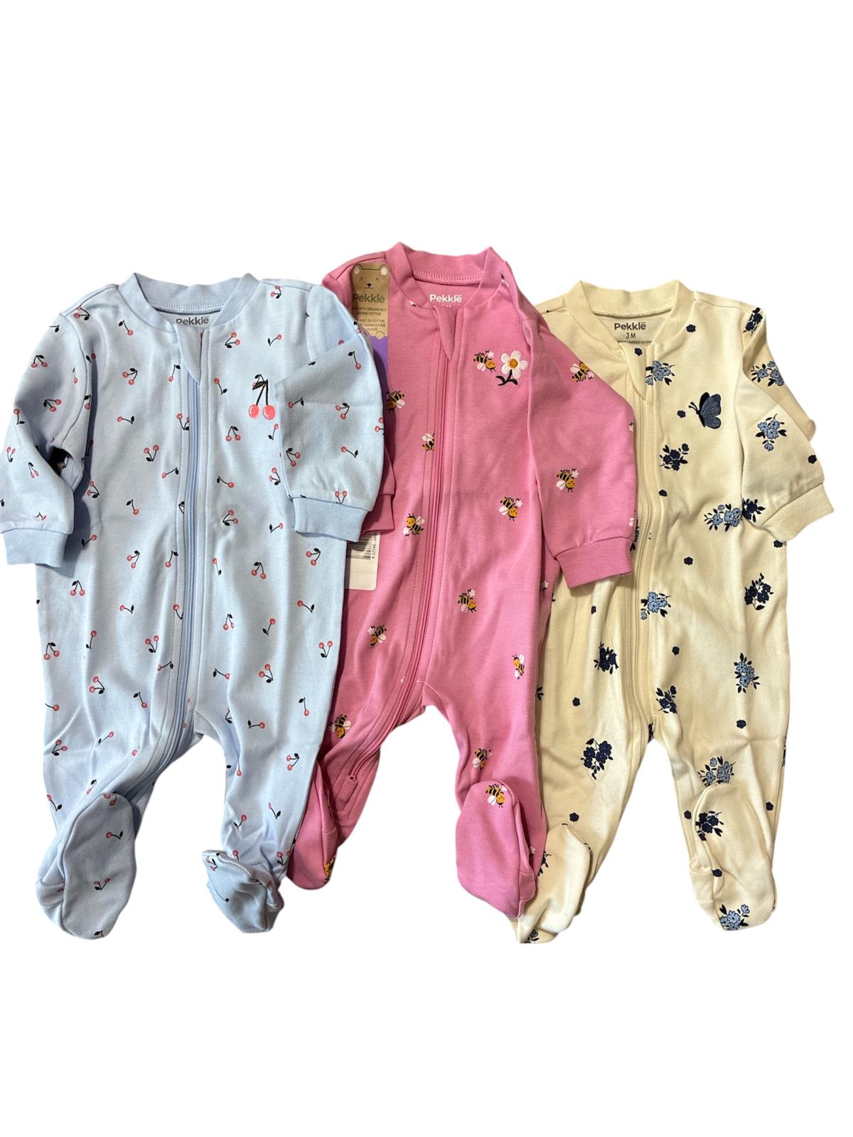 Photo originale lot de 3 pyjamas Pekkle bébé fille 3 mois