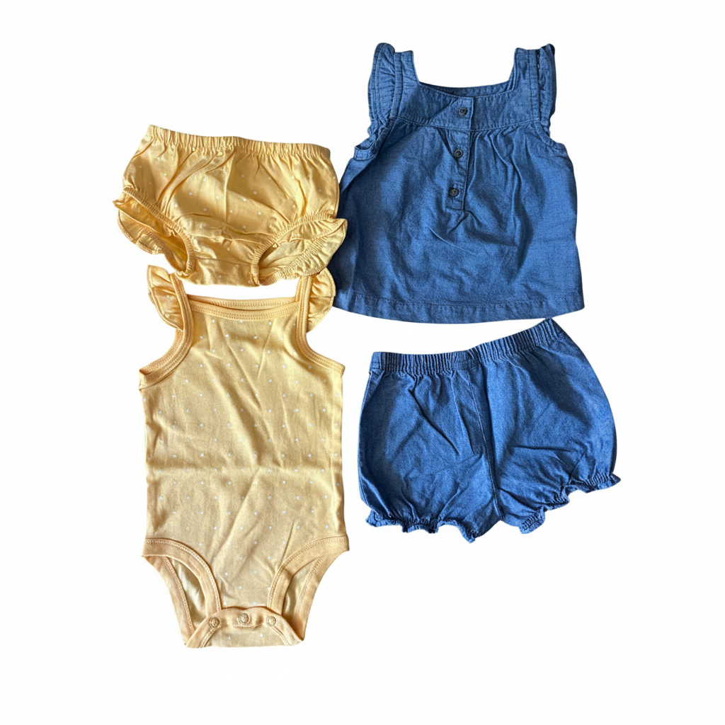 Ensemble 4 pièces Carter's bébé fille 6 mois flat lay